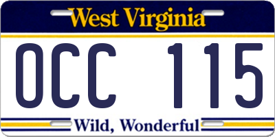 WV license plate OCC115