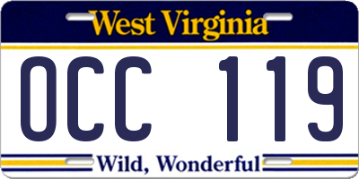 WV license plate OCC119