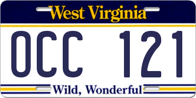 WV license plate OCC121