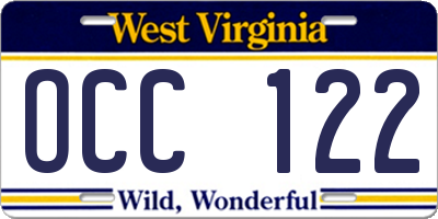 WV license plate OCC122