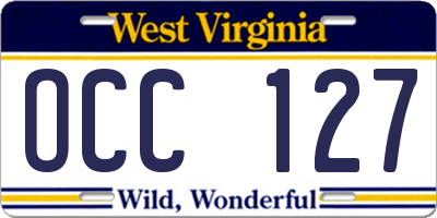 WV license plate OCC127