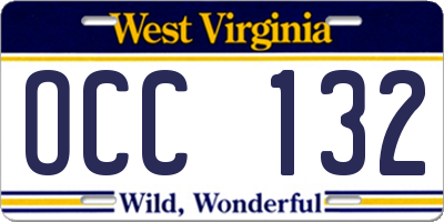 WV license plate OCC132