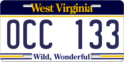 WV license plate OCC133