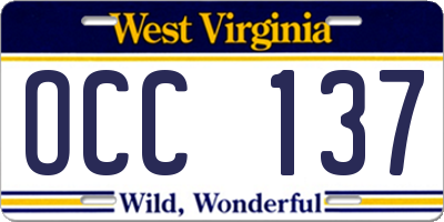 WV license plate OCC137