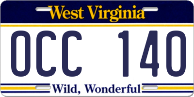 WV license plate OCC140