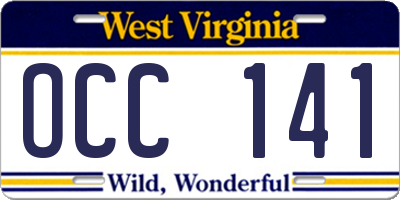 WV license plate OCC141