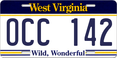 WV license plate OCC142
