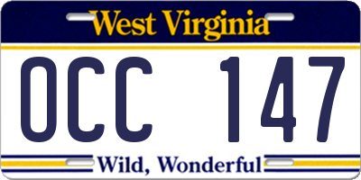 WV license plate OCC147