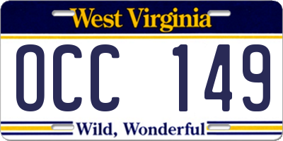 WV license plate OCC149