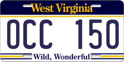 WV license plate OCC150