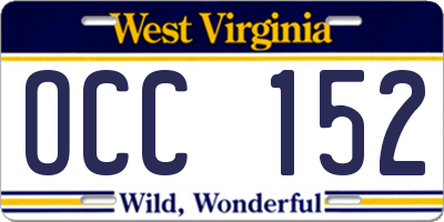 WV license plate OCC152