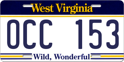 WV license plate OCC153