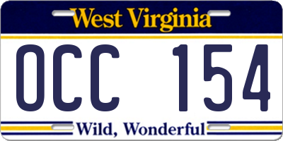 WV license plate OCC154