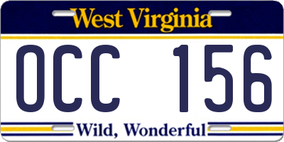 WV license plate OCC156