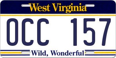 WV license plate OCC157