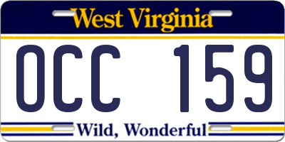 WV license plate OCC159