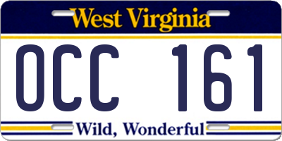 WV license plate OCC161