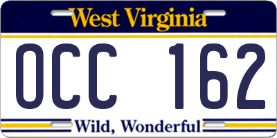 WV license plate OCC162