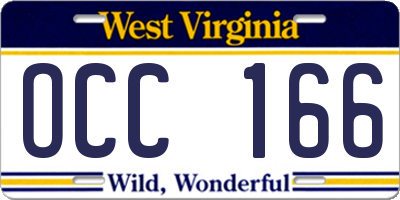 WV license plate OCC166