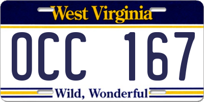 WV license plate OCC167