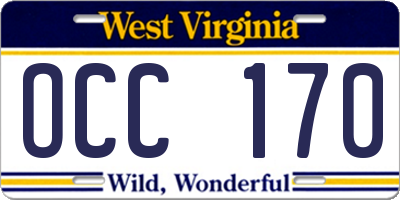 WV license plate OCC170