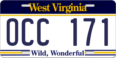 WV license plate OCC171