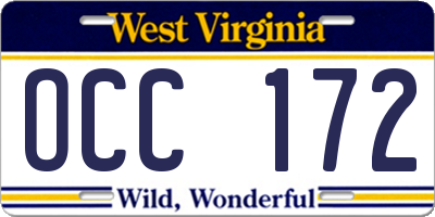 WV license plate OCC172
