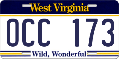 WV license plate OCC173
