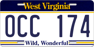 WV license plate OCC174