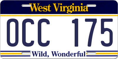 WV license plate OCC175
