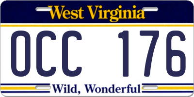 WV license plate OCC176