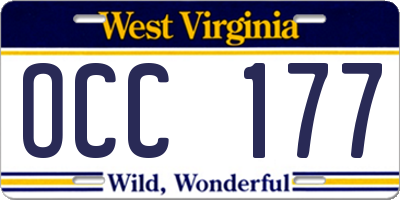 WV license plate OCC177