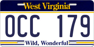 WV license plate OCC179