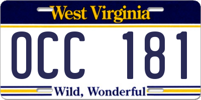 WV license plate OCC181