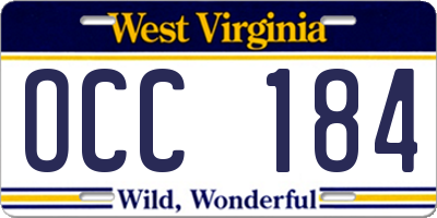 WV license plate OCC184