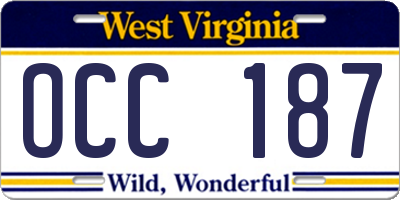 WV license plate OCC187