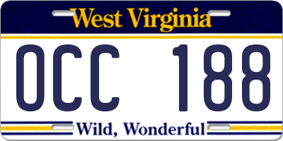 WV license plate OCC188