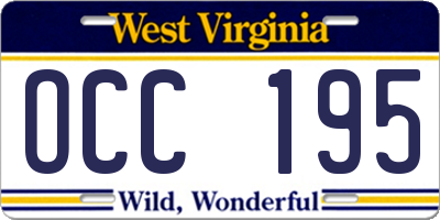 WV license plate OCC195