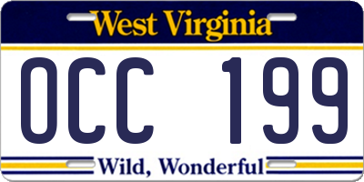 WV license plate OCC199