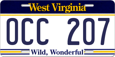 WV license plate OCC207