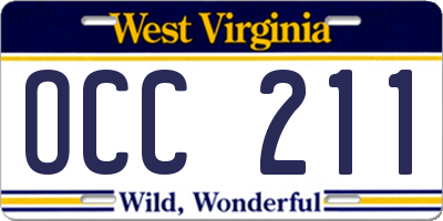 WV license plate OCC211