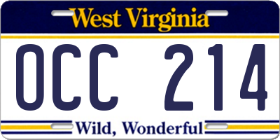 WV license plate OCC214