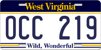 WV license plate OCC219