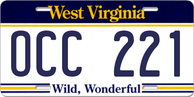 WV license plate OCC221