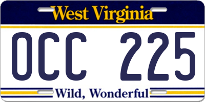 WV license plate OCC225