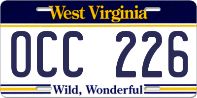 WV license plate OCC226