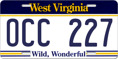 WV license plate OCC227