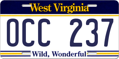 WV license plate OCC237
