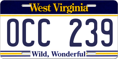 WV license plate OCC239