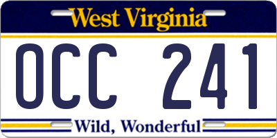 WV license plate OCC241